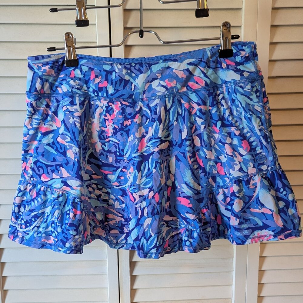 Lilly Pulitzer Luxletic Skort Skirt Party Wave Large